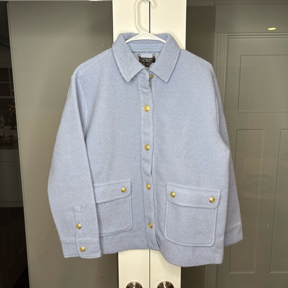 NWT J. Crew Bouclé Shirt-jacket Lakeshore Blue - Picture 2 of 6
